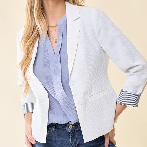 Textured Cuffed Blazer