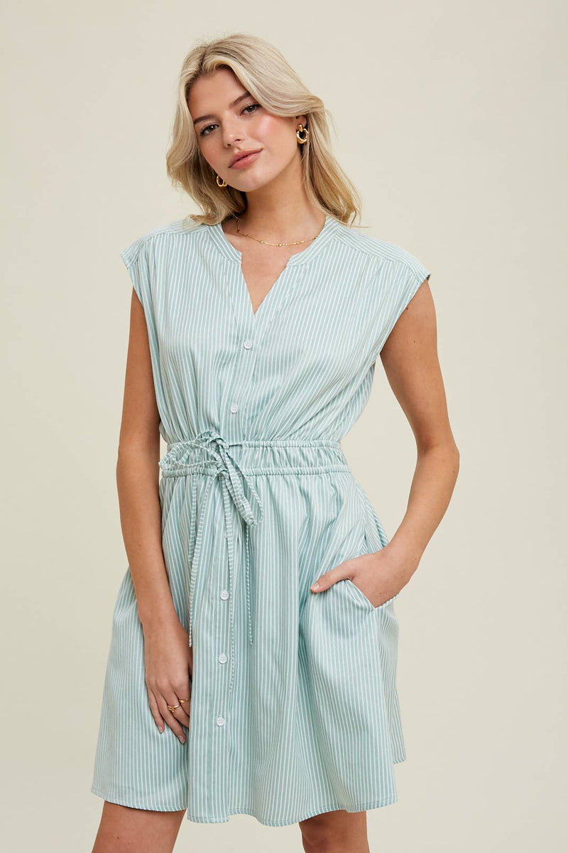 Natasha Striped Mini Shirt Dress