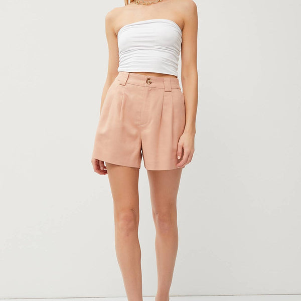 Classic Pleated Linen Wide Leg Shorts