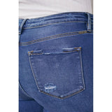 High rise button-down blue jean skinny shorts; womens clothing.