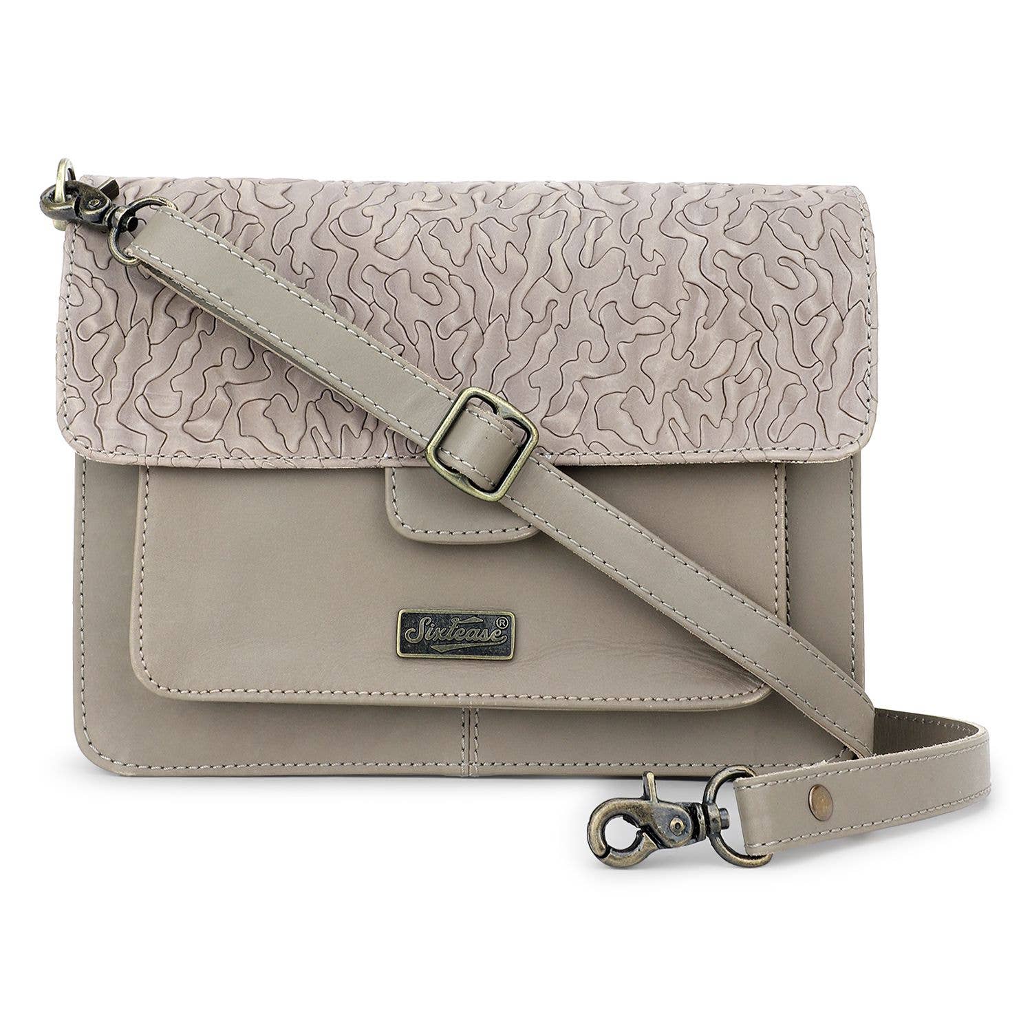 Shops gray leather crossbody bag