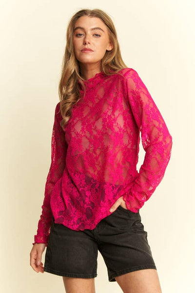 PLUS SIZE Mesh Floral Print Top