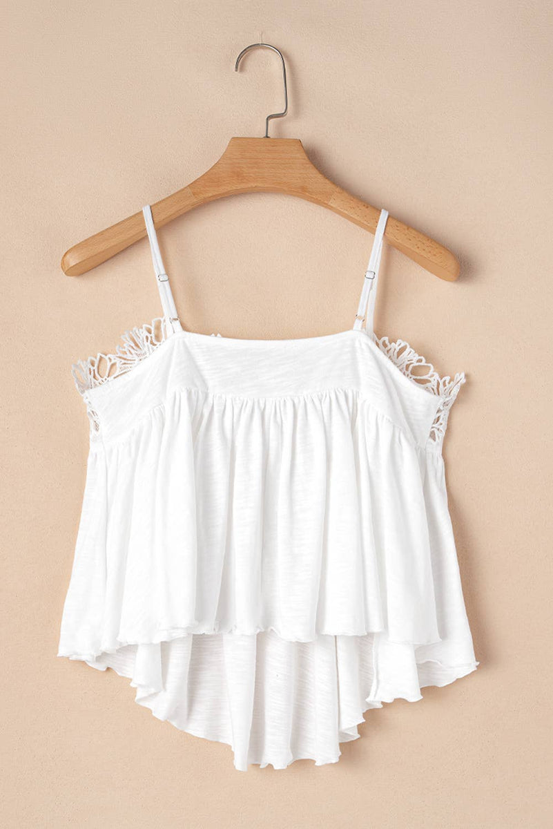 Lace Trim Ruffle Spring Tank