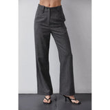 Dark grey wool-blend womens business pants; womens clothing.