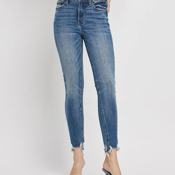 High Rise Distressed Hem Skinny- Lovervet
