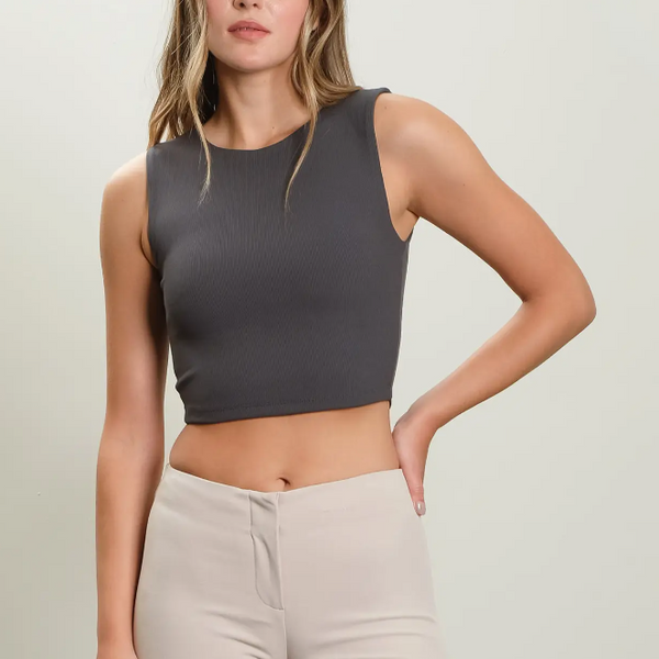 Reversible Sleeveless Knit Crop Top