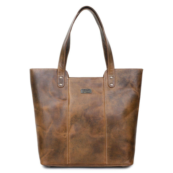 Rustic Leather Women's Tote Bag - Dark Brown