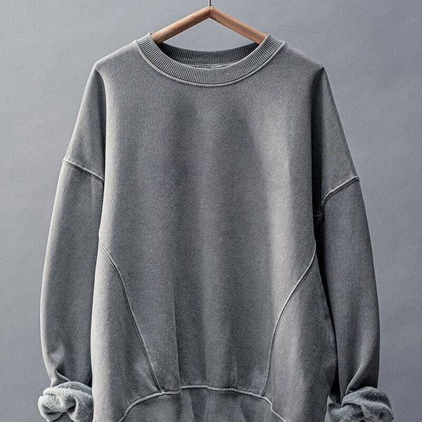 Crew Neck Comfort Washed Organic Cotton Spring Sweatshirt