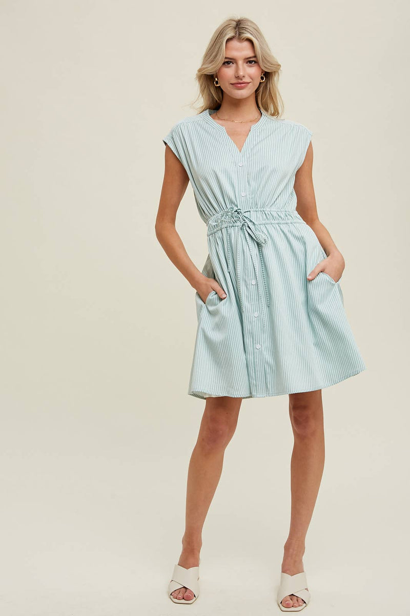 Natasha Striped Mini Shirt Dress