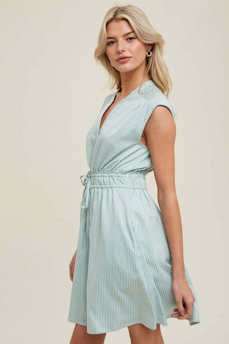 Natasha Striped Mini Shirt Dress