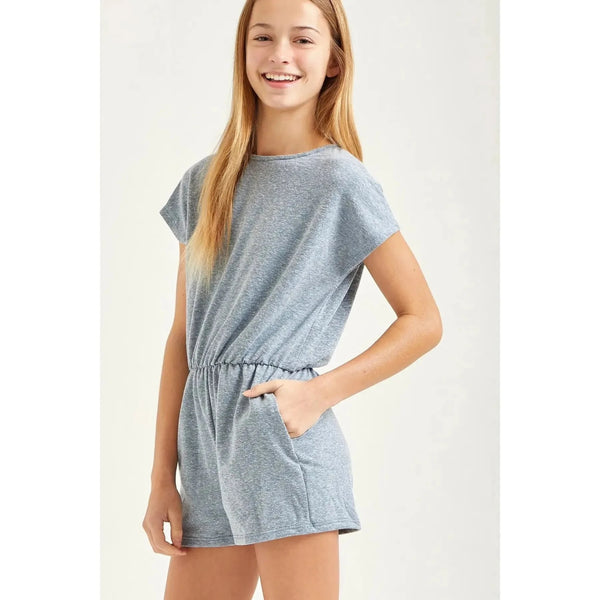 Tied Open Back French Terry Romper