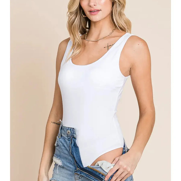Tank Bodysuit with Bra Cups- Curvy
