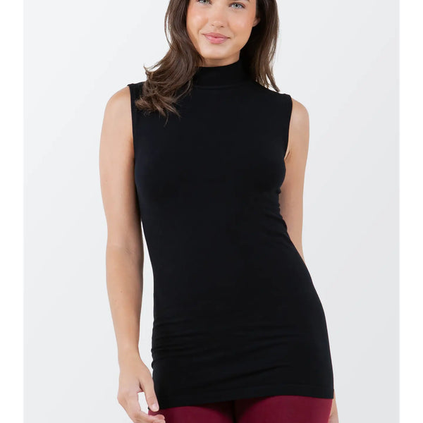 Mock Neck Sleeveless Seamless Top