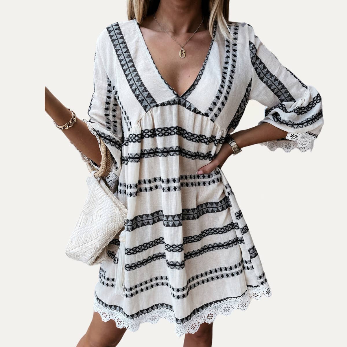 Boho Crochet Lace Mini Dress SLATE Boutique & Gifts Boho Crochet Lace Mini Dress SLATE Boutique & Gifts
