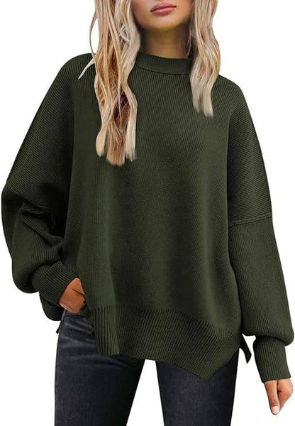 Crewneck Batwing Sleeve Chunky Sweater