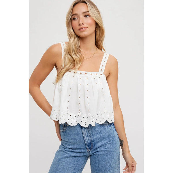 Eyelet Cropped Cami Top