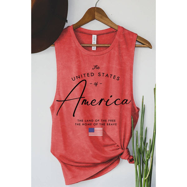 AMERICA THE LAND OF THE FREE MINERAL GRAPHIC TANK TOP