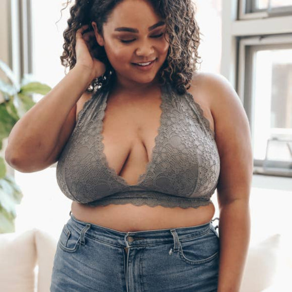 Plus Size Lace Halter Bralette - SLATE Boutique & Gifts