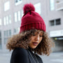 Sherpa Lined Pom Beanie Hat - womens accessories
