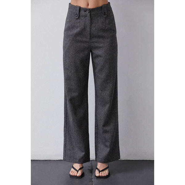 Dark grey wool-blend womens business pants; womens clothing.