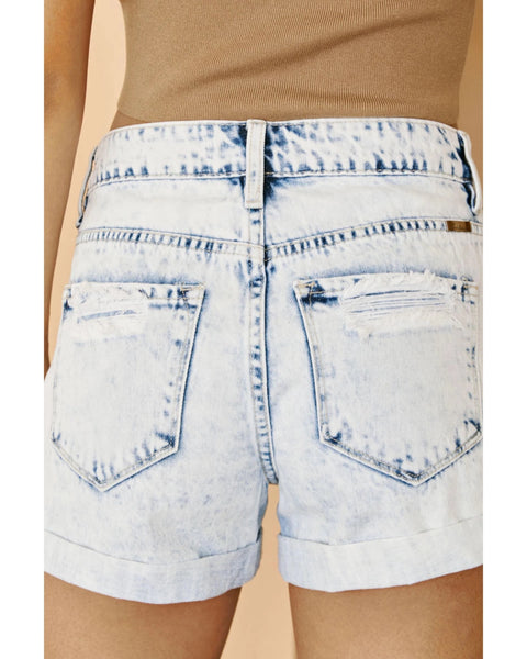 High Rise Frayed Denim Shorts- Kancan - SLATE Boutique & Gifts