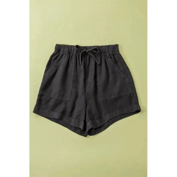 Patch pocket tencel summer shorts - womens clothing