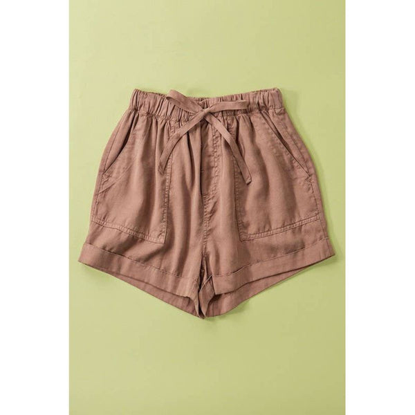 Patch pocket tencel summer shorts - womens clothing