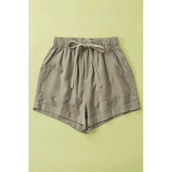 Patch pocket tencel summer shorts - womens clothing