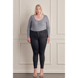 Plus Mid Rise Coated Super Skinny Jeans- Black - SLATE Boutique & Gifts