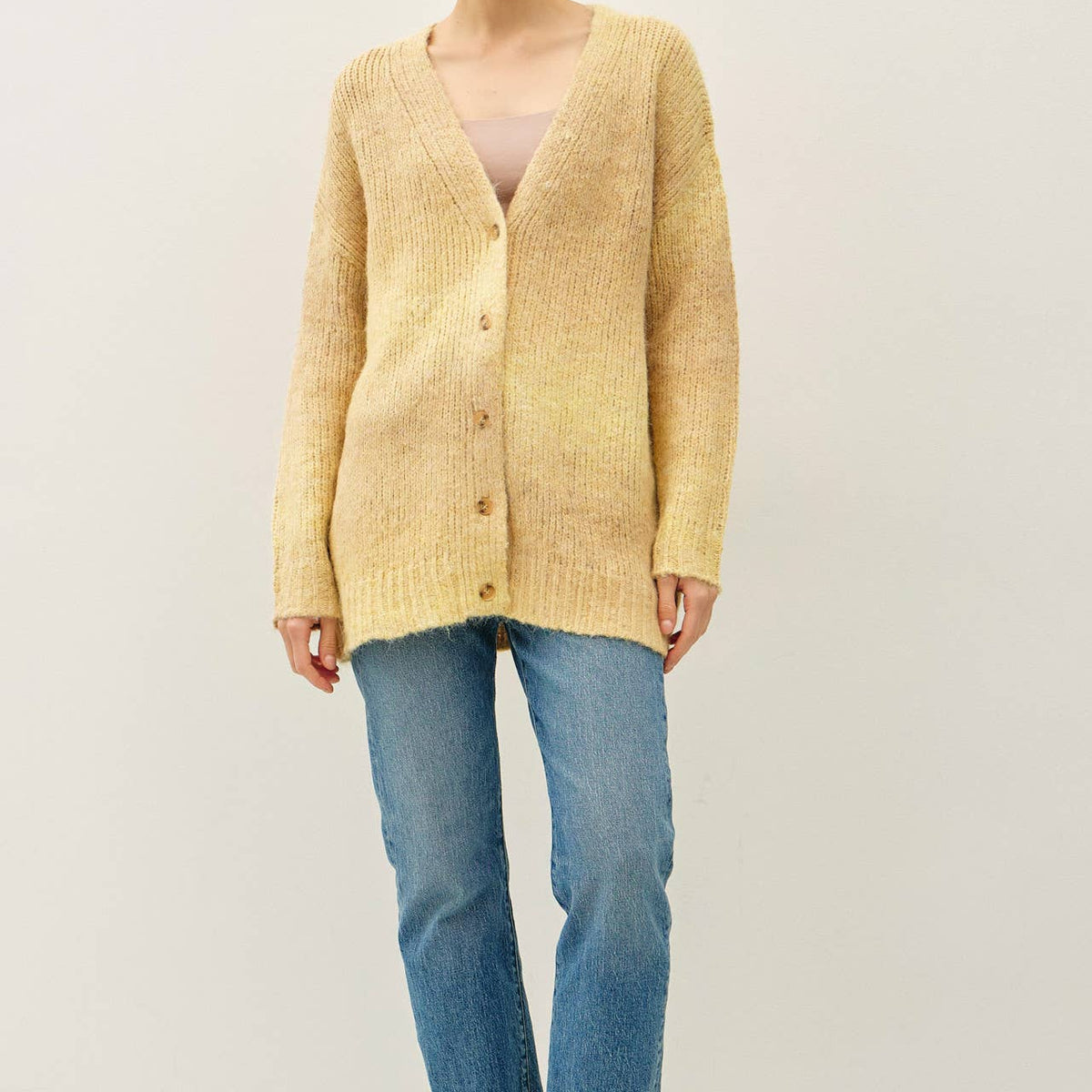 Tonal Gradient Oversized Wool Cardigan