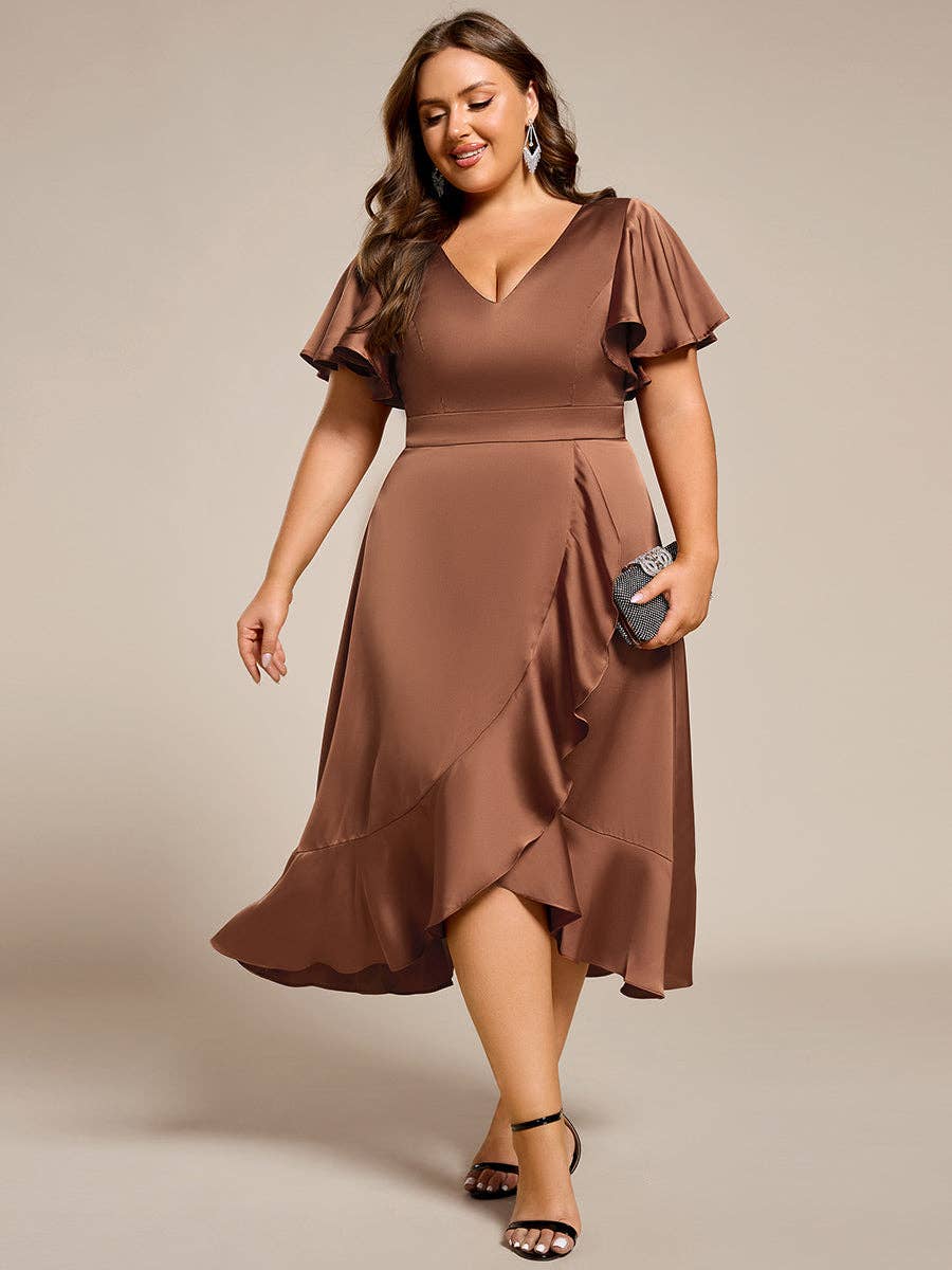 wrap midi bridesmaid dress Sierra Wrap Midi Dress - Peach Floral main image 0