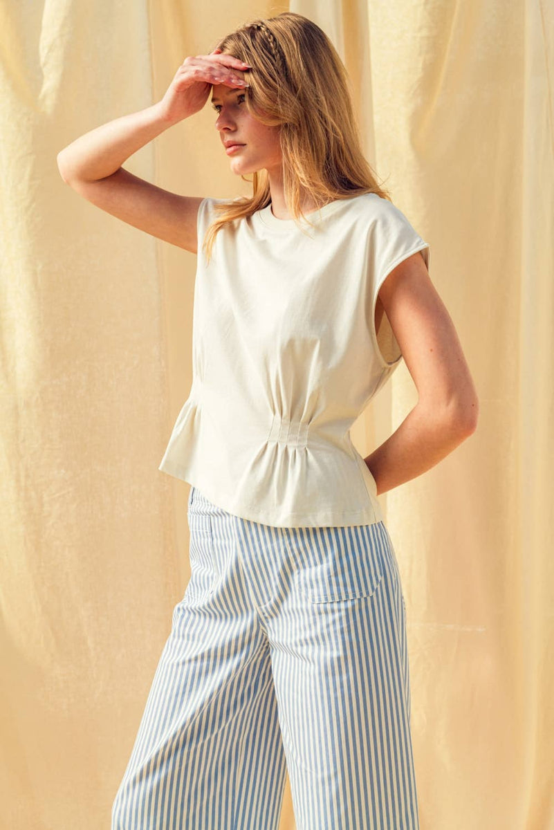 Round Neck Waist Detailed Top