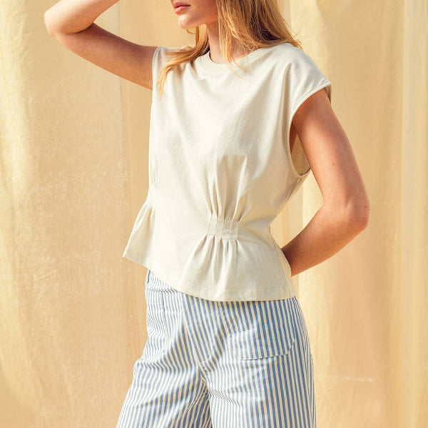 Round Neck Waist Detailed Top