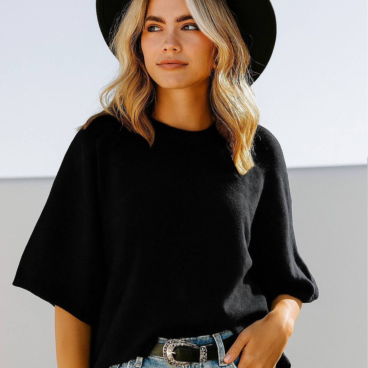 Short Sleeve Relaxed Sweater Top