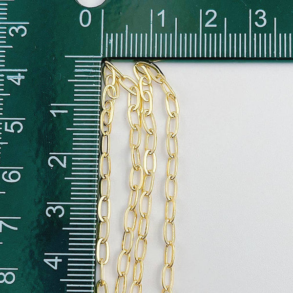 Beads Creation - 18k Gold Paperclip Link Chain by Foot, 7/9/11/14mm, CH108