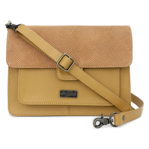 Leather Women's Crossbody - Light Tan Snake Texture