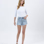 High Rise Distressed Studded Shorts- Vervet