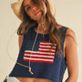 USA Flag Knitted Crop Tank