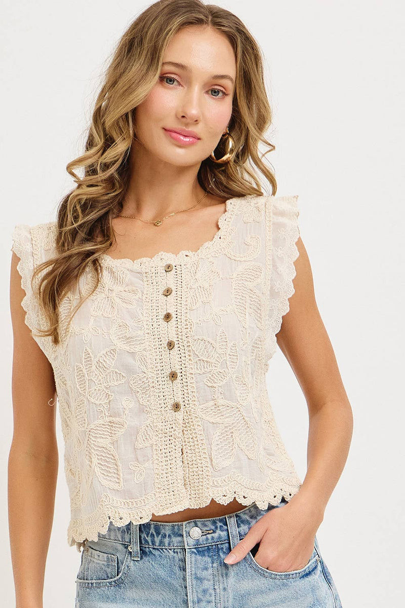 Floral Embroidered Boho Top