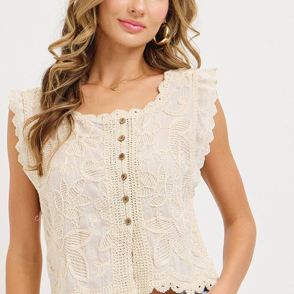 Floral Embroidered Boho Top