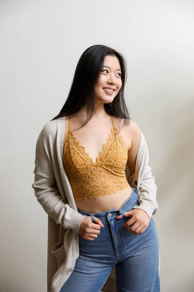 Leto Accessories - 🌺 Floral Lace Racerback Bralette – Perfectly Padded!