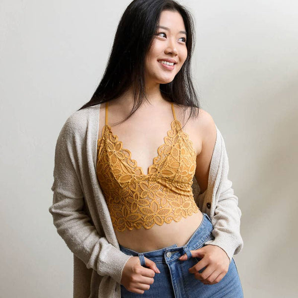 Leto Accessories - 🌺 Floral Lace Racerback Bralette – Perfectly Padded!