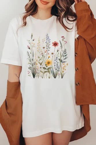 Spring Wildflower Florals Flowers Graphic T-shirt