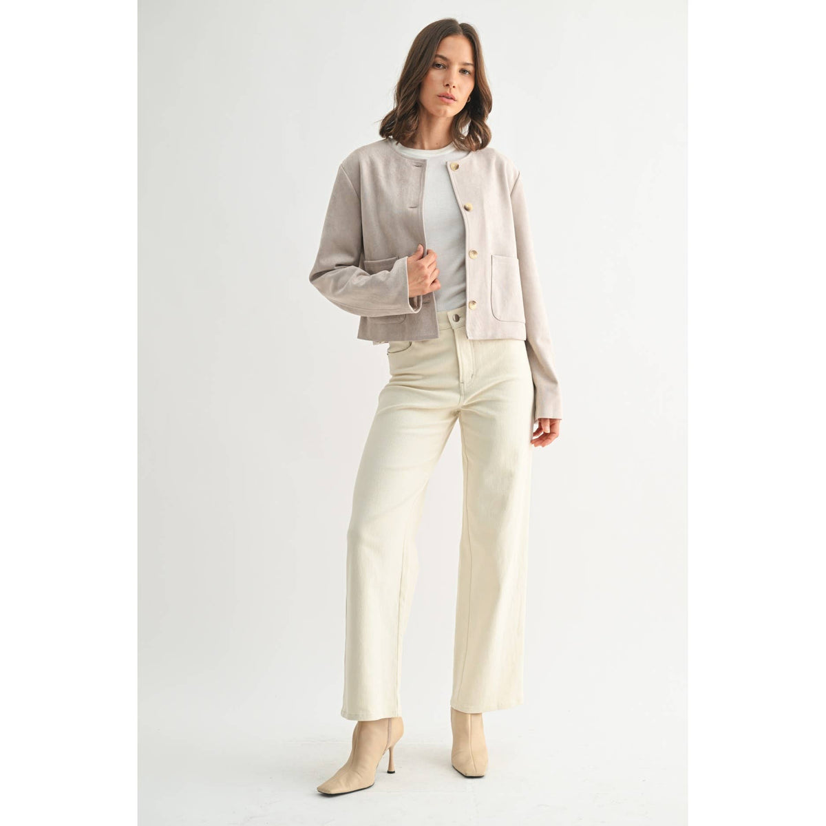 Suede Button Down Jacket