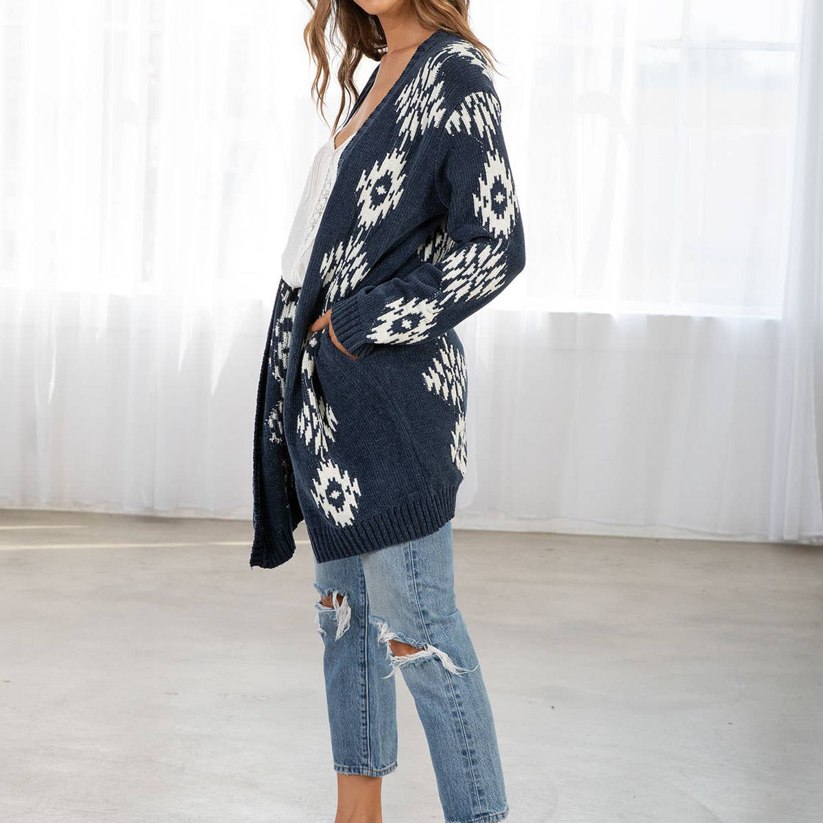 Beautiful Southwestern Open Front Cardigan