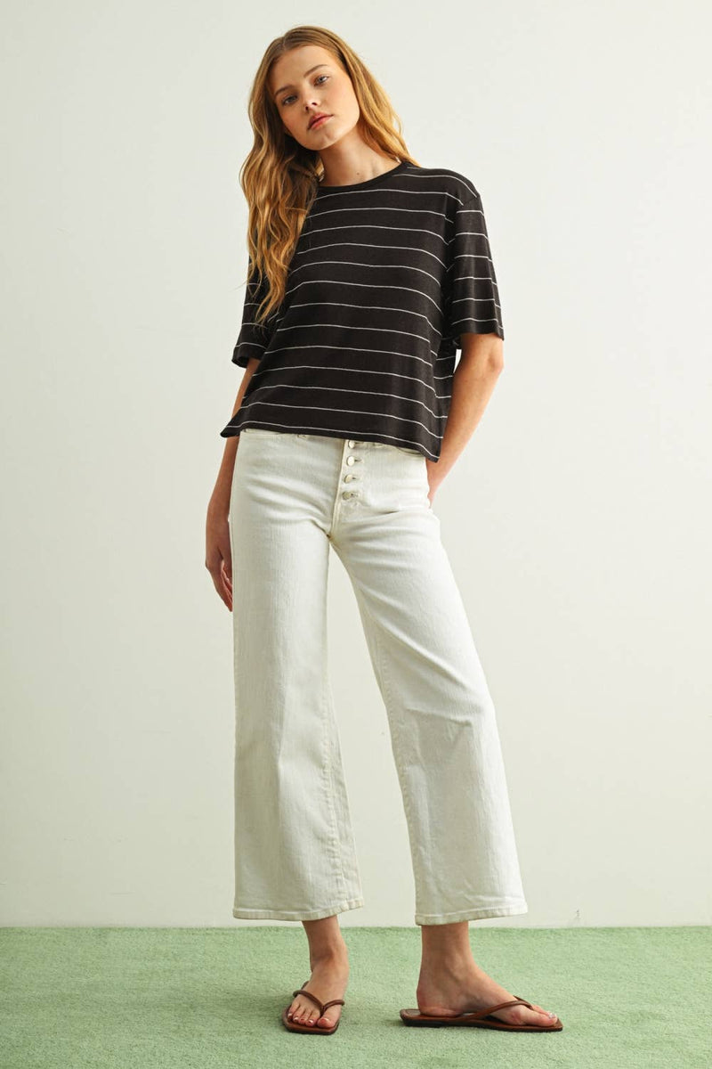 Stripe Cotton Linen Top