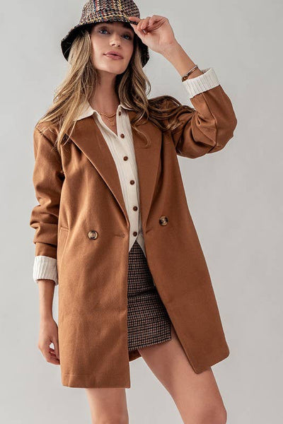 Double Breasted Notched Lapel Overcoat