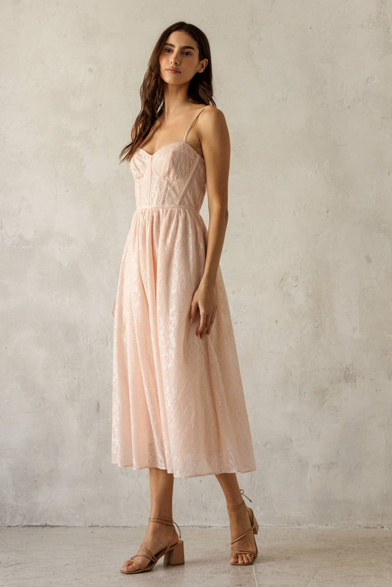 Lace Bustier Midi Dress