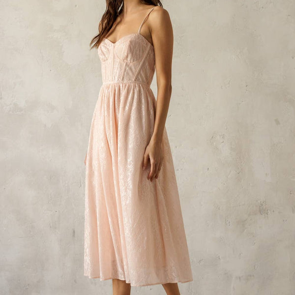 Lace Bustier Midi Dress