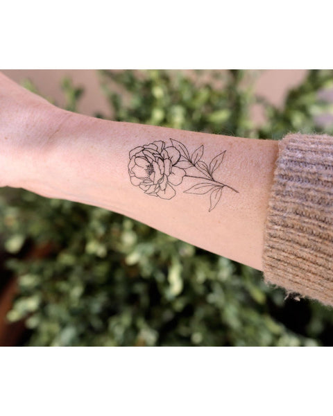 Black ink Peony Temporary Tattoo - SLATE Boutique & Gifts